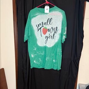 #34–Fruit of the Loom Green 'Small Town Girl' Tee